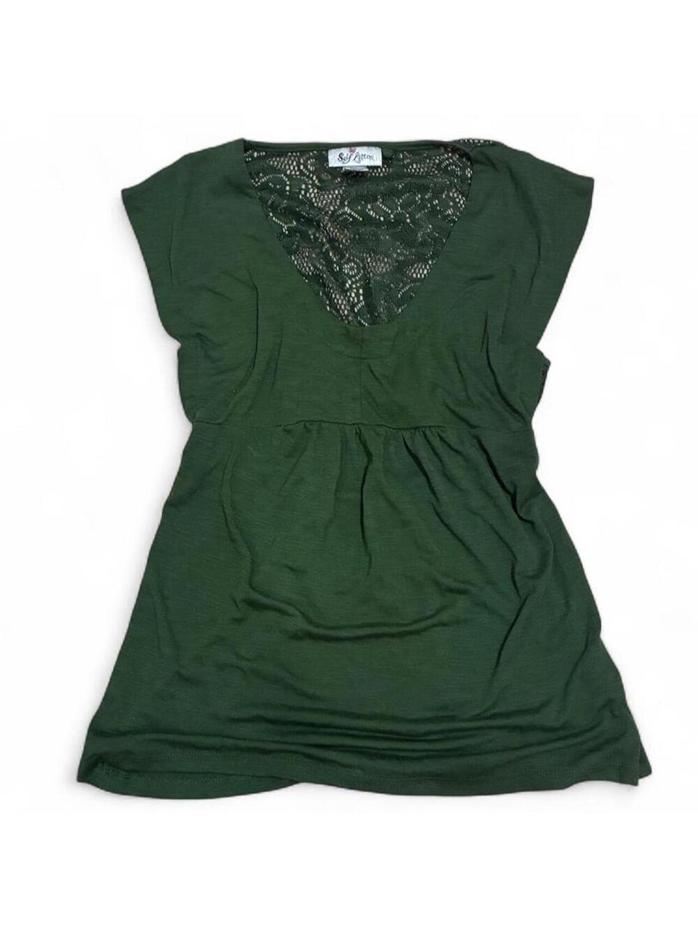 Self Esteem Green Lace Tie Back Babydoll Top Y2K